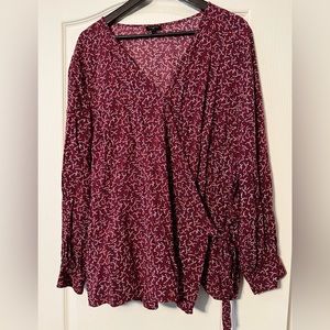 Talbots Poet Sleeve Faux Wrap Blouse